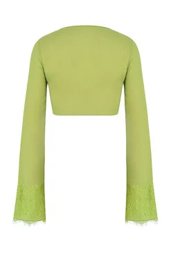 Lime Green Georgette Cropped Top -Traumhafte Kleider sb7823 03