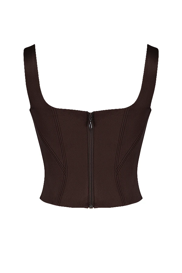 Chocolate Satin Longline Corset 15 Chocolate Satin Longline Corset – Bild 13