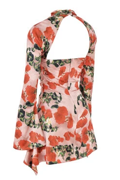 Rose Print Draped Corset Dress -Traumhafte Kleider sb8043 02