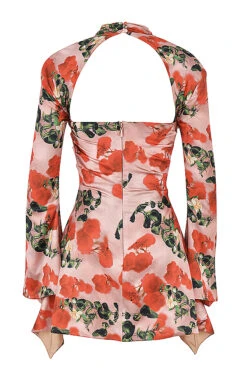 Rose Print Draped Corset Dress -Traumhafte Kleider sb8043 03