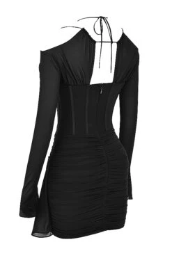 Black Real Silk Corset Mini Dress 15 Black Real Silk Corset Mini Dress -Traumhafte Kleider sb8050 02