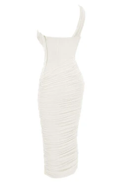 Ivory Asymmetric Cutout Midi Dress -Traumhafte Kleider sb8056b 02