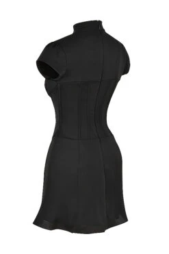 Black Satin Fluted Corset Mini Dress 26 Black Satin Fluted Corset Mini Dress -Traumhafte Kleider sb8140 02