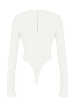 White Cutout Bodysuit -Traumhafte Kleider sb8142a 03a