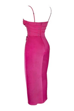 Hot Pink Draped Corset Midi Dress -Traumhafte Kleider sb8181c 02