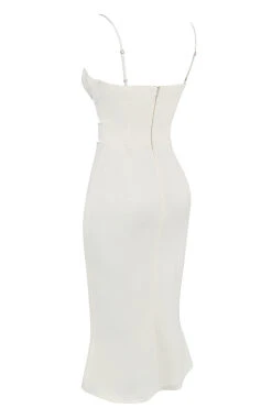 Ivory Satin Cutout Corset Dress -Traumhafte Kleider sb8195 02