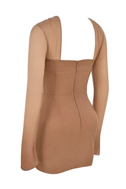 Mocha Structured Corset Mini Dress -Traumhafte Kleider sb8223 02