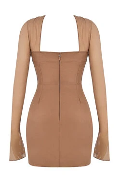 Mocha Structured Corset Mini Dress -Traumhafte Kleider sb8223 03