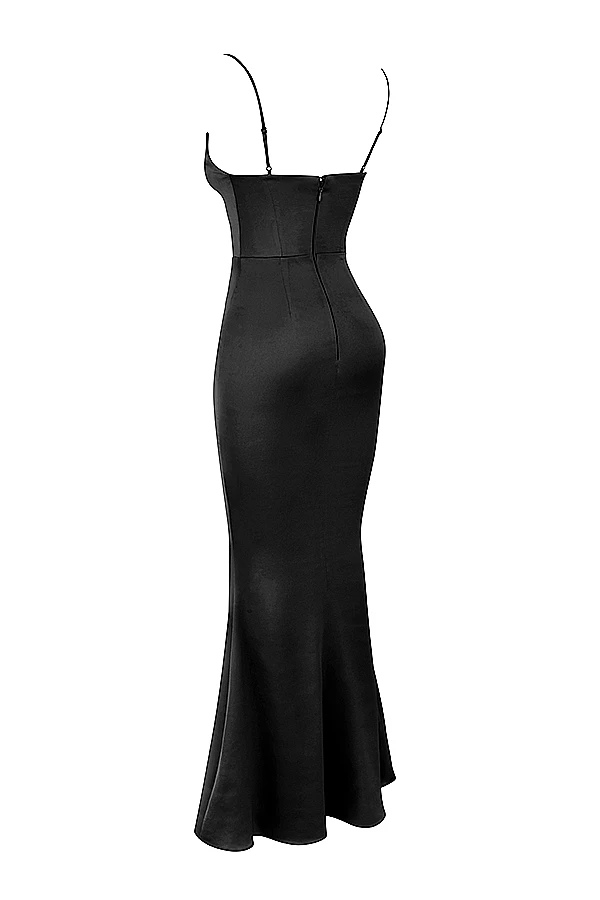 Black Satin Corset Maxi Dress 13 Black Satin Corset Maxi Dress – Bild 11