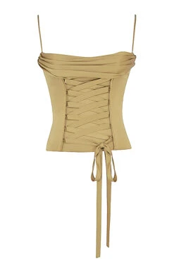 Olive Satin Lace Up Corset -Traumhafte Kleider sb8245 01ar