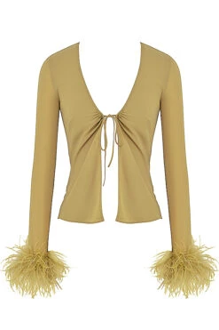 Olive Trimmed Top -Traumhafte Kleider sb8286 01r