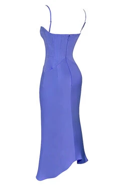 Periwinkle Satin Corset Midi Dress -Traumhafte Kleider sb8354 02