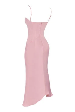 Rose Pink Satin Corset Midi Dress -Traumhafte Kleider sb8354a 02