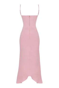 Rose Pink Satin Corset Midi Dress -Traumhafte Kleider sb8354a 03