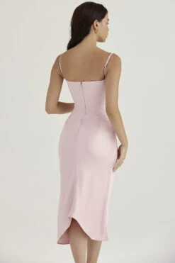 Rose Pink Satin Corset Midi Dress -Traumhafte Kleider sb8354a 10