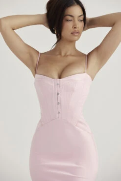Rose Pink Satin Corset Midi Dress -Traumhafte Kleider sb8354a 8