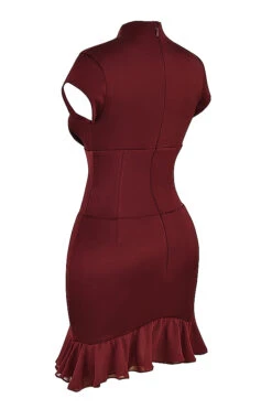 Wine Ruffle Corset Dress -Traumhafte Kleider sb8380a 03