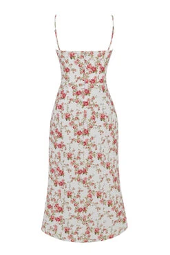 Rose Print Corset Midi Sundress -Traumhafte Kleider sb8407 03