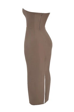 Taupe Strapless Corset Maxi Dress -Traumhafte Kleider sb8444b 02