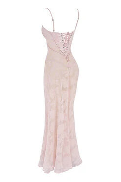 Soft Pink Floral Lace Back Maxi Dress -Traumhafte Kleider sb8456 02