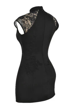Black Embroidered Mini Dress -Traumhafte Kleider sb8521 02