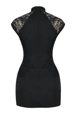 Black Embroidered Mini Dress -Traumhafte Kleider sb8521 03