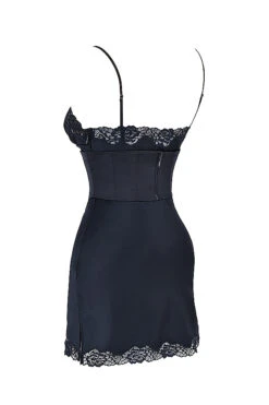 Navy Satin Slip Dress -Traumhafte Kleider sb8527 02