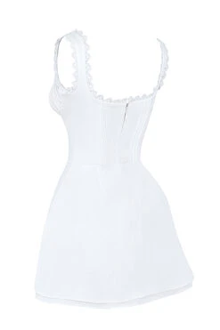 White Pin Tuck Mini Dress -Traumhafte Kleider sb8548 02