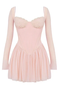Soft Peach Corset Mini Dress -Traumhafte Kleider sb8682 01d