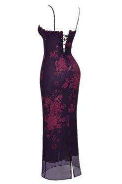 Grape Floral Print Maxi Dress -Traumhafte Kleider sb8688 02