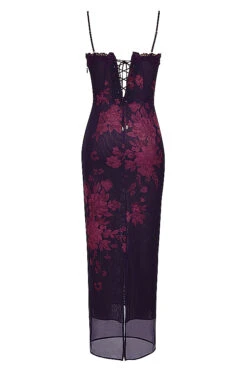Grape Floral Print Maxi Dress -Traumhafte Kleider sb8688 03