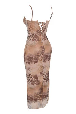 Cream Floral Print Maxi Dress -Traumhafte Kleider sb8688a 02