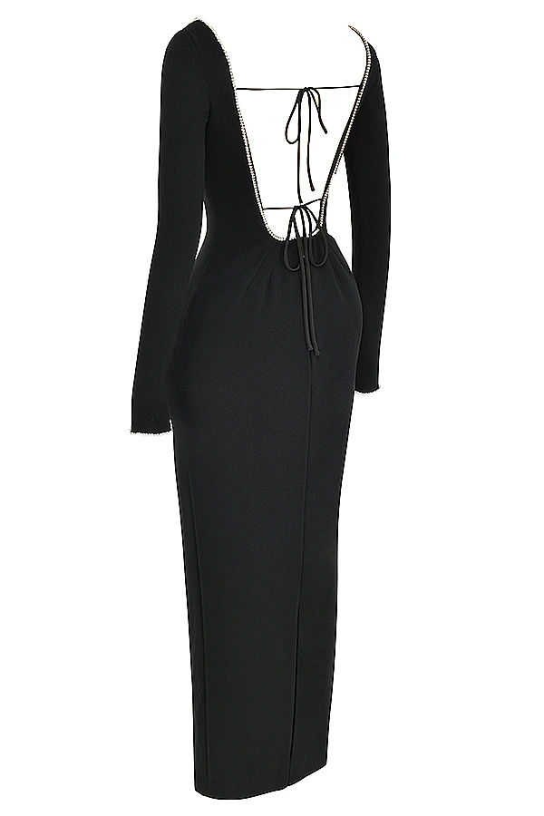 Black Crystal Embellished Maxi Dress 16 Black Crystal Embellished Maxi Dress – Bild 14