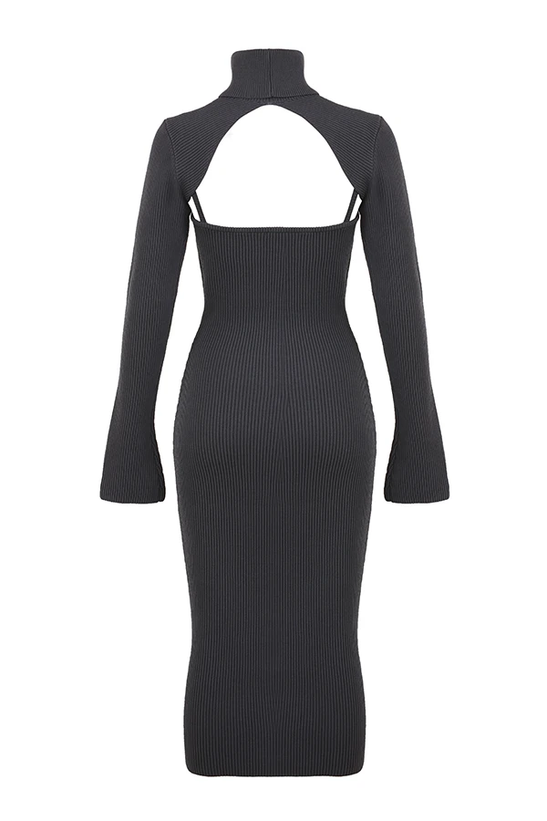 Charcoal Knit Midi Dress 21 Charcoal Knit Midi Dress – Bild 19