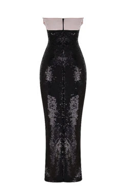 Black Sequin Strapless Bow Dress -Traumhafte Kleider sb8780 03