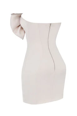 Ivory Satin Crystal Embellished Bow Dress -Traumhafte Kleider sb8815 02