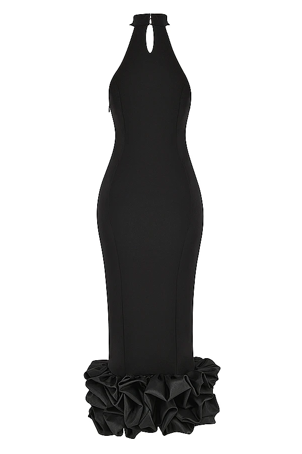 Black Peplum Midi Dress 16 Black Peplum Midi Dress – Bild 14