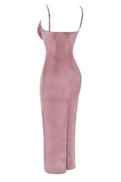 Soft Pink Velvet Midi Dress -Traumhafte Kleider sb8877 02g