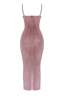 Soft Pink Velvet Midi Dress -Traumhafte Kleider sb8877 03g