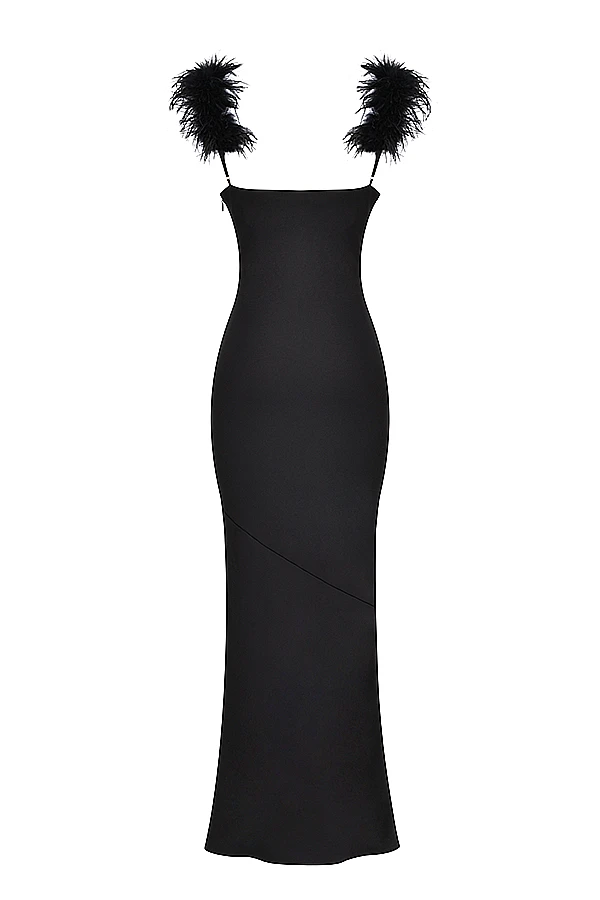 Black Satin Maxi Dress 19 Black Satin Maxi Dress – Bild 17