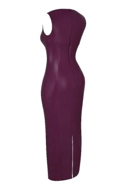 Merlot Vegan Leather Maxi Dress -Traumhafte Kleider sb8915 02