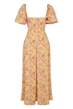 Butter Print Puff Sleeve Sundress -Traumhafte Kleider sb8981b 03