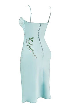 Light Jade Embroidered Slip Dress -Traumhafte Kleider sb8996 02a