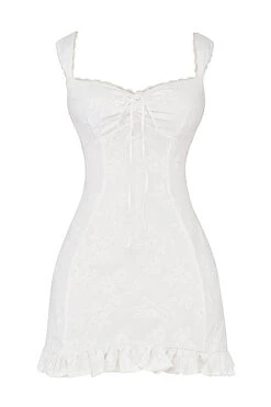 White Embroidered Mini Dress -Traumhafte Kleider sb9004 01a