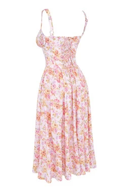 Pink Print Midi Sundress -Traumhafte Kleider sb9008c 02