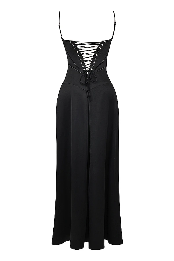Black Lace Up Maxi Dress 16 Black Lace Up Maxi Dress – Bild 14