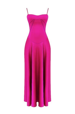 Fuchsia Lace Up Maxi Dress -Traumhafte Kleider sb9032a 01t