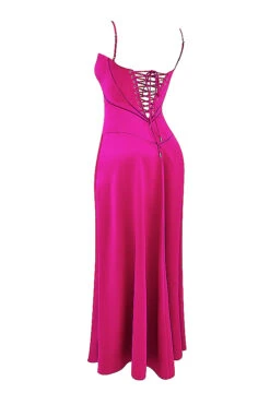 Fuchsia Lace Up Maxi Dress -Traumhafte Kleider sb9032a 02t