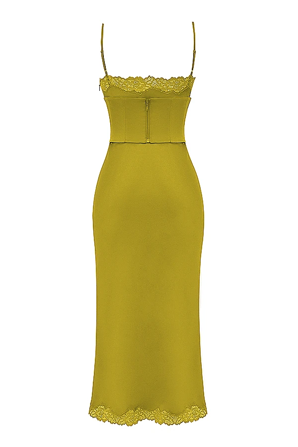Chartreuse Satin Slip Dress 15 Chartreuse Satin Slip Dress – Bild 13
