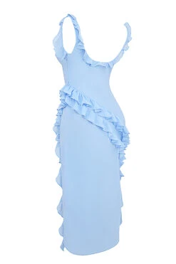 Soft Blue Ruffle Maxi Dress -Traumhafte Kleider sb9117a 02